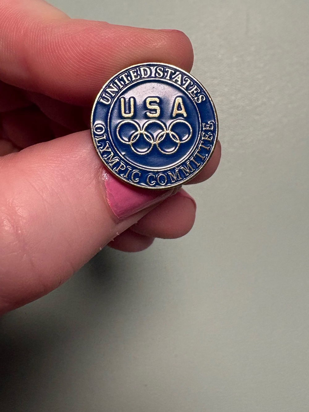 USA Olympic Committee Enamel Pin - Blue and Gold